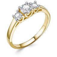 Кольцо помолвочное , желтое золото, 585 проба, бриллиант, размер 17, бесцветный Vesna jewelry