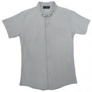 Рубашка для мальчика из хлопка серая размер:116 NJN