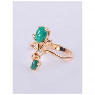 Кольцо помолвочное , фианит, малахит, размер 20, зеленый Lotus Jewelry