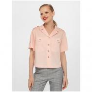 Блуза  , повседневный стиль, трапеция силуэт, короткий рукав, размер 46, розовый LO