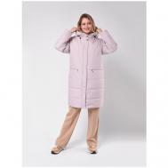 куртка   Malora, демисезон/зима, удлиненная, силуэт полуприлегающий, капюшон, карманы, размер 42, бежевый Maritta