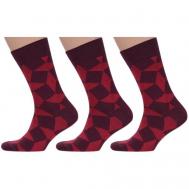Мужские носки , 3 пары, размер 25 (38-40), бордовый MoscowSocksClub