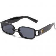 Солнцезащитные очки , прямоугольные, оправа: пластик, с защитой от УФ, черный Open Your Eyes