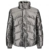 куртка , демисезон/зима, силуэт прямой, размер 50/L, серебряный Guess
