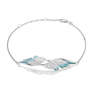 Браслет «Крылья» из серебра с эмалью Платина