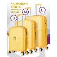 Комплект чемоданов  Doha, 3 шт., 112.5 л, размер S/M/L, желтый L'Case