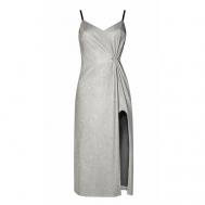 Платье-комбинация , в бельевом стиле, прилегающее, миди, размер S, серебряный LAROOM