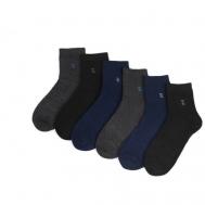 Мужские носки , 6 пар, 6 уп., классические, на Новый год, на 23 февраля, нескользящие, размер 41-44, черный, серый S-family