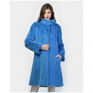Пальто , норка, силуэт прямой, карманы, размер 42, синий Mala Mati