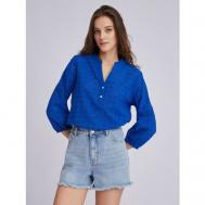Блуза  , повседневный стиль, укороченный рукав, размер XL, голубой ZOLLA