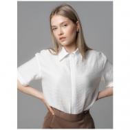 Блуза , повседневный стиль, свободный силуэт, короткий рукав, размер 46, белый SARTRIX