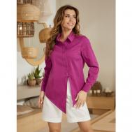 Рубашка  , нарядный стиль, полуприлегающий силуэт, длинный рукав, однотонная, размер 50, розовый D.VA