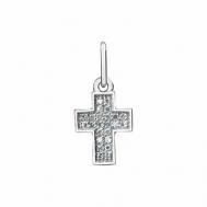 Крестик  Серебряная подвеска крест с натуральными камнями., серебро, 925 проба, родирование, бриллиант, размер 1.9 см. CORDE