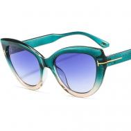 Солнцезащитные очки , кошачий глаз, градиентные, для женщин, синий Hologram