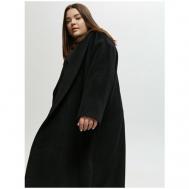Пальто-халат   демисезонное, демисезон/зима, силуэт прямой, средней длины, размер M, черный 4forms