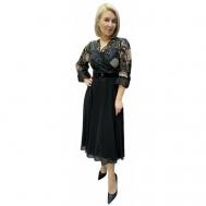 Платье атлас, вискоза, повседневное, полуприлегающее, макси, размер 42-44, черный Lvica Shop