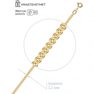 Браслет-цепочка , желтое золото, 585 проба, длина 17 см. Krastsvetmet