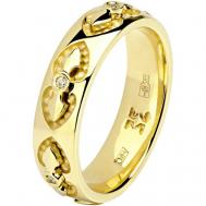 Кольцо обручальное , желтое золото, 585 проба, бриллиант, размер 16 Эстет