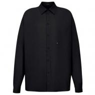 Рубашка  , классический стиль, прямой силуэт, длинный рукав, однотонная, размер onesize, черный Yuliawave