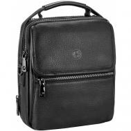 Сумка  барсетка  сумка-барсетка 3336 повседневная, натуральная кожа, внутренний карман, регулируемый ремень, черный HHT