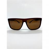 Солнцезащитные очки , прямоугольные, оправа: пластик, поляризационные, коричневый Нет бренда