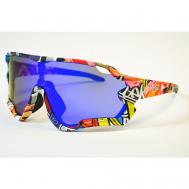 Солнцезащитные очки , прямоугольные, спортивные, поляризационные, синий OUTWIND