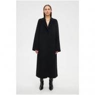 Пальто-халат   демисезонное, шерсть, силуэт свободный, удлиненное, размер XS, черный Prav.da