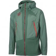Туристическая куртка , средней длины, силуэт свободный, мембранная, водонепроницаемая, ветрозащитная, регулируемый капюшон, карманы, размер L, зеленый TERNUA