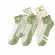 Женские носки  укороченные, капроновые, быстросохнущие, 100 den, 5 пар, размер 23-25, зеленый Disparo