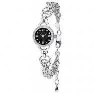 Наручные часы  женские, кварцевые, корпус серебро, 925 проба, фианит, серебряный Ника