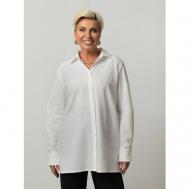 Рубашка  , классический стиль, свободный силуэт, длинный рукав, манжеты, однотонная, размер XL, белый Hassfashion