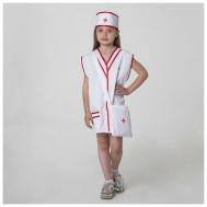 Карнавальный костюм "Медсестра", халат, сумка, повязка на голову, рост 110-122 см, 4-6 лет Нет бренда