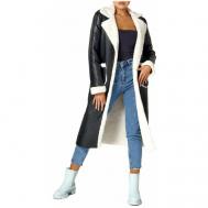 Пальто , искусственный мех, удлиненное, силуэт прямой, размер 44, белый Нет бренда
