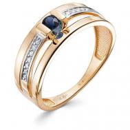 Кольцо , красное золото, 585 проба, родирование, сапфир, размер 18.5, синий Vesna jewelry