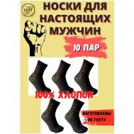 Мужские носки , 10 пар, высокие, на 23 февраля, на Новый год, размер 27 (41-42), черный Ногинские носки