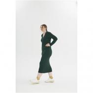Платье , повседневное, прямой силуэт, вязаное, размер M, L, зеленый Aurora Design
