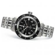 Наручные часы  Амфибия, серебряный, черный Vostok