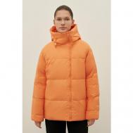 куртка   зимняя, средней длины, силуэт прямой, водонепроницаемая, карманы, стеганая, несъемный капюшон, размер M, оранжевый Finn Flare