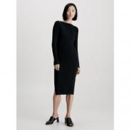 Платье , повседневное, прилегающее, миди, открытая спина, размер 46(M), черный Calvin Klein