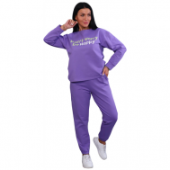 Костюм , толстовка и брюки, свободный силуэт, карманы, размер 54, фиолетовый IvCapriz