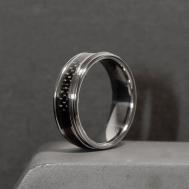 Кольцо обручальное , карбон, размер 18, серебряный Carraji