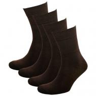 Мужские носки , 4 пары, классические, антибактериальные свойства, быстросохнущие, вязаные, износостойкие, усиленная пятка, размер 27, коричневый Status