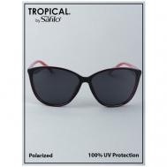 Солнцезащитные очки , кошачий глаз, оправа: пластик, поляризационные, с защитой от УФ, для женщин, черный TROPICAL