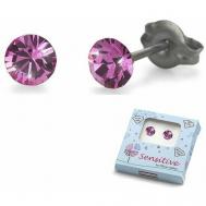 Серьги пусеты , кристаллы Swarovski, хрусталь, кристалл, розовый, фиолетовый Oliver Weber