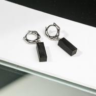 Комплект серег , гагат, размер/диаметр 25 мм., черный, серебряный MForm by Lesya Yurina