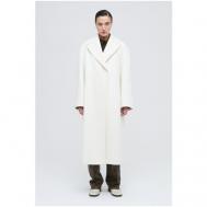 Пальто-халат   демисезонное, шерсть, силуэт свободный, удлиненное, размер S, белый Prav.da