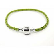 Плетеный браслет  Кожаная основа для браслета с шармами, 1 шт., размер 14 см, зеленый Handinsilver ( Посеребриручку )