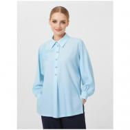 Блуза  , классический стиль, оверсайз, укороченный рукав, флористический принт, размер 50, бирюзовый LO