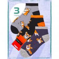 Носки , 3 пары, размер 39-41, оранжевый, черный, серый Мачо
