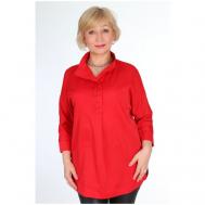 Блуза  , нарядный стиль, свободный силуэт, укороченный рукав, размер 48, красный DIANUR